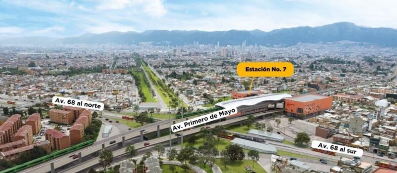 En la Avenida Primero de Mayo con Avenida 68 se localizará la estación 7 de la Primera Línea del Metro de Bogotá