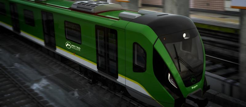 Render del tren de la Línea 2 del Metro de Bogotá